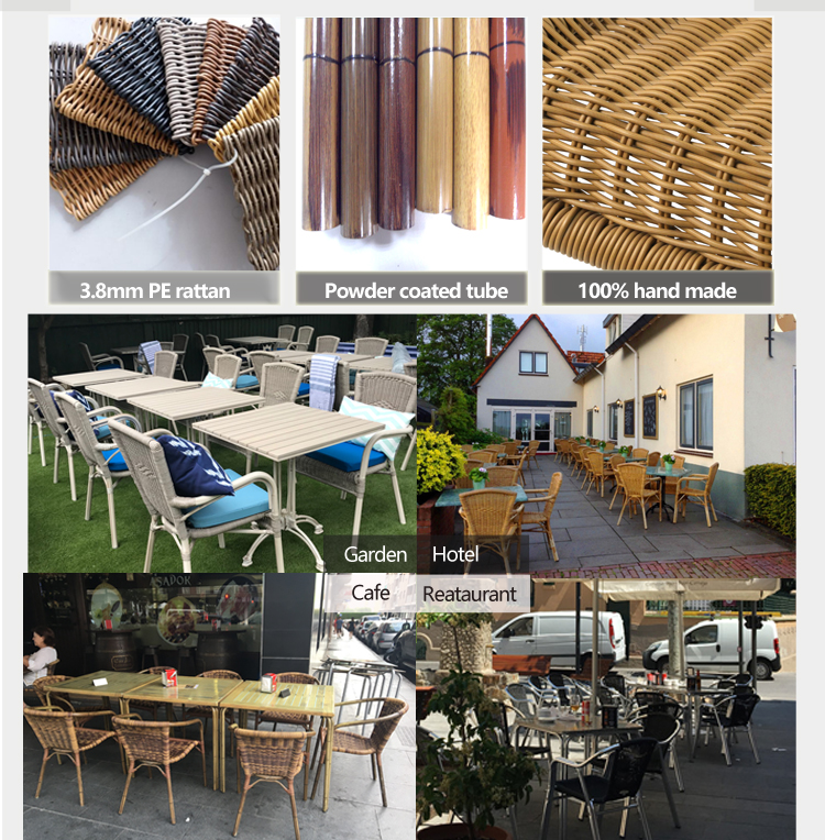 Wicker Rattan Round Double Aluminum Tube Chairs