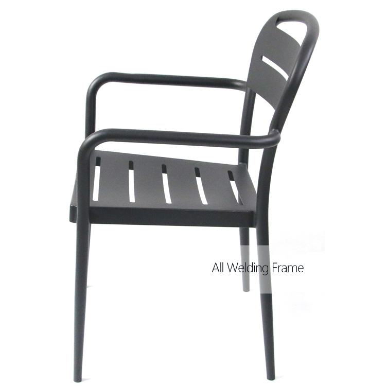 Beach Cafe Outdoor Stacking Aluminium French Bistro Arm Chair