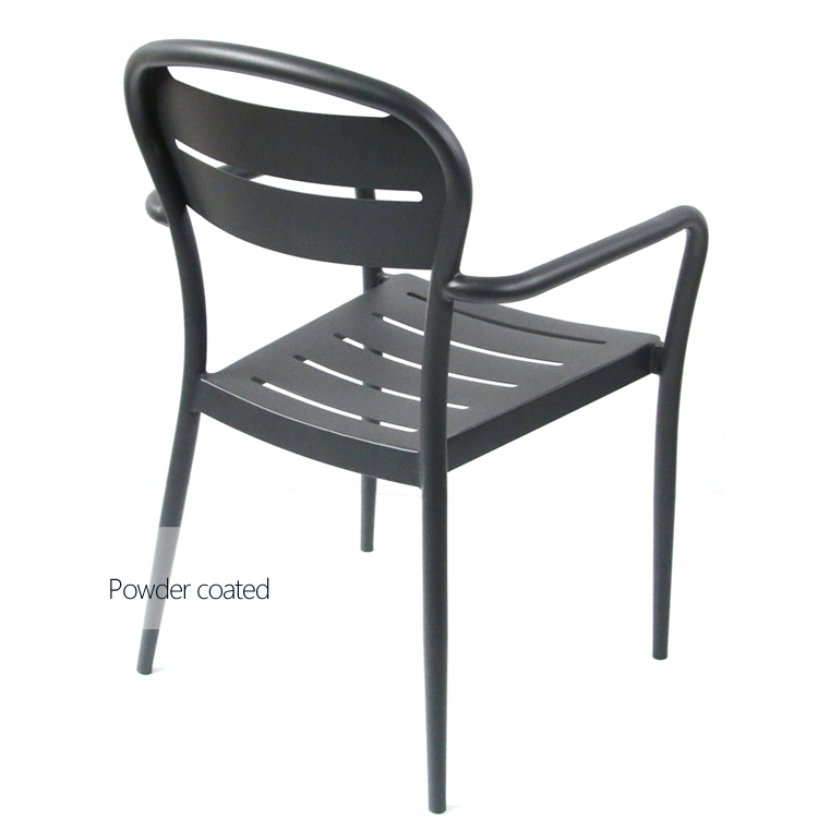Beach Cafe Outdoor Stacking Aluminium French Bistro Arm Chair