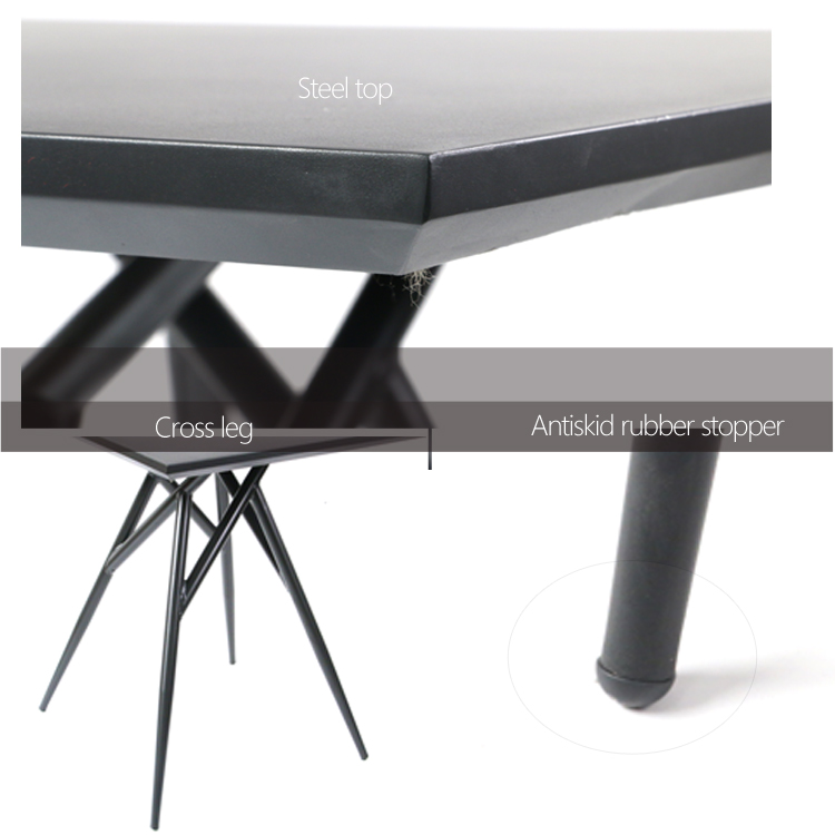 Square Aluminum Backyard Black Metal Patio Table