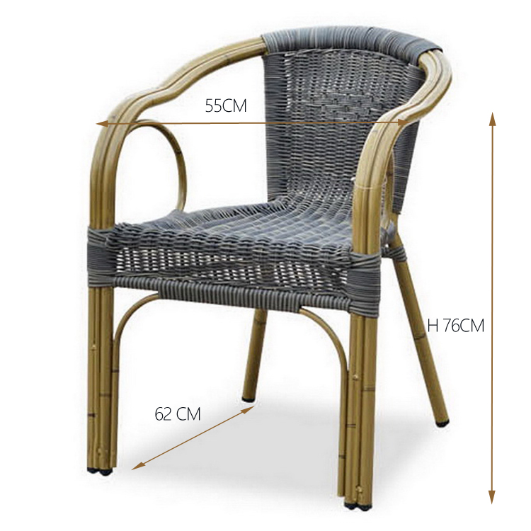 Circle Cane Cafe Chairs Round Outdoor Aluminium Wicker Chair