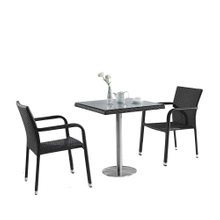 Outdoor Indoor Small Metal Wicker Bistro Table Chairs Set