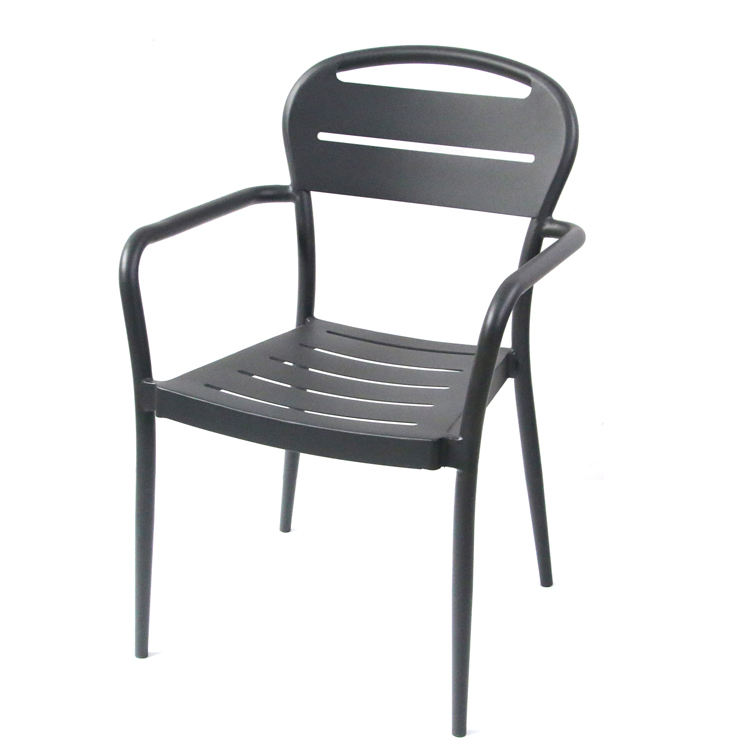 Beach Cafe Outdoor Stacking Aluminium French Bistro Arm Chair