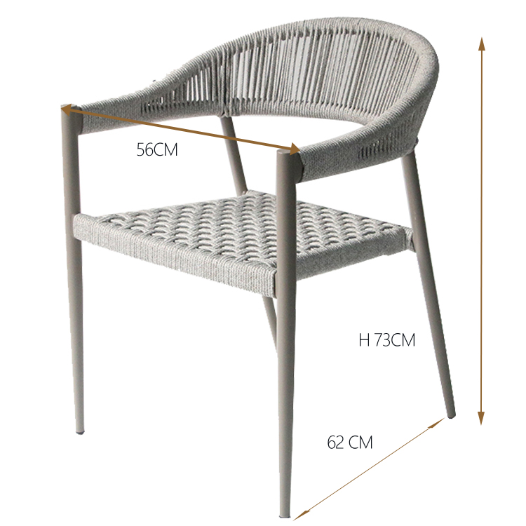Outdoor Dining Restaurant Aluminium Rope Chair
