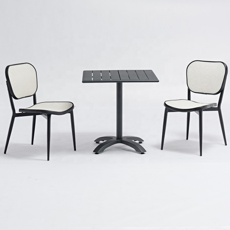 Cafe Restaurant Bistro Square Aluminum Textilene Table And Chairs