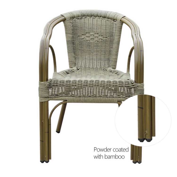 Circle Cane Cafe Chairs Round Outdoor Aluminium Wicker Chair