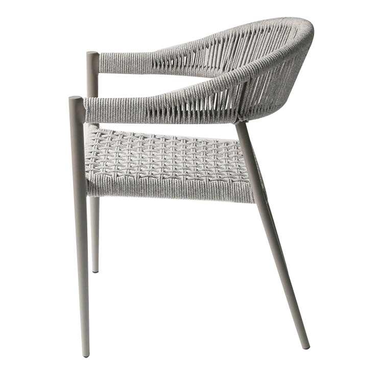 Cafe Hotel Round Ceramics Tile Table Rope Chair Dining Set