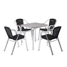 Beach Square Stainless Steel Cafe Table And Chairs China Manufacturer