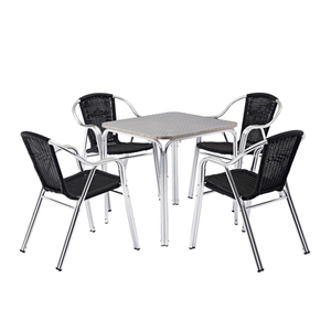 Beach Square Stainless Steel Cafe Table And Chairs China Manufacturer
