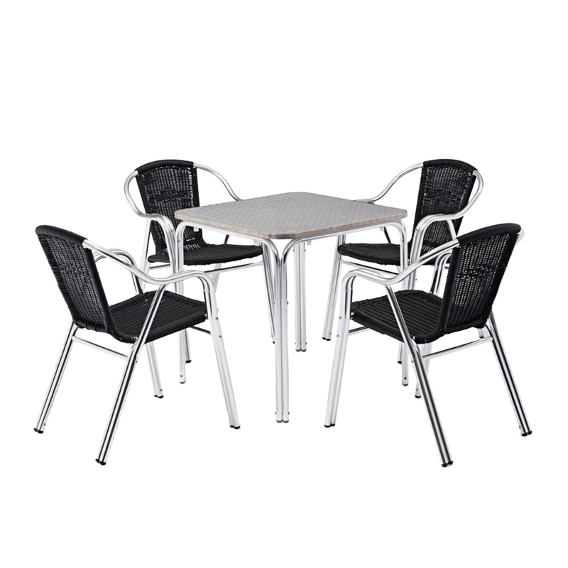 Beach Square Stainless Steel Cafe Table And Chairs China Manufacturer