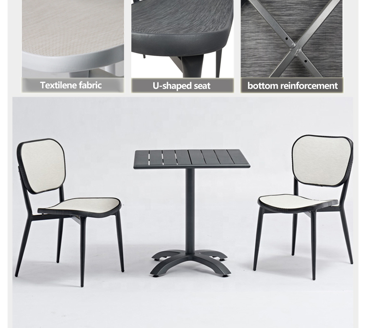 Square Aluminum Textilene Table And Chairs (5)