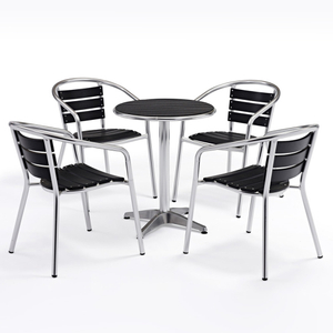 Outdoor Aluminum Plastic Wooden Garden Table And Chairs Furniture