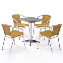 Outdoor Small Patio Rattan Wicker Table And 4 Chair Set