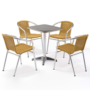 Outdoor Small Patio Rattan Wicker Table And 4 Chair Set