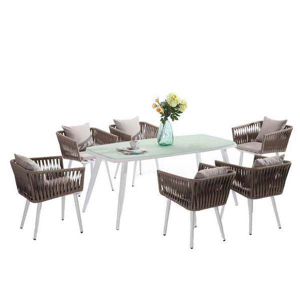 Outdoor tables and chairs in life