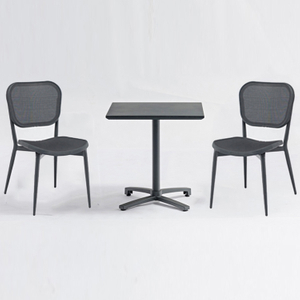 Cafe Restaurant Bistro Square Aluminum Textilene Table And Chairs