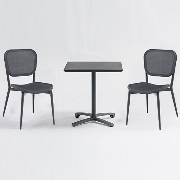 Cafe Restaurant Bistro Square Aluminum Textilene Table And Chairs