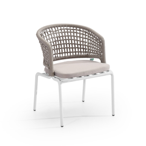 European Bistro Outdoor Patio Vintage Woven Bouncy Rope Dining Chair