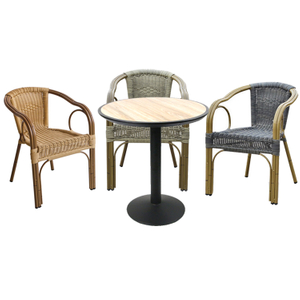 Garden Rattan Coffee Bistro Aluminium Table And Chairs Set