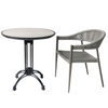 Cafe Hotel Round Ceramics Tile Table Rope Chair Dining Set