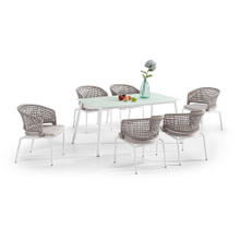Cheap White Frosted Glass Top Dining Table And 6 Chairs Set Suppliers
