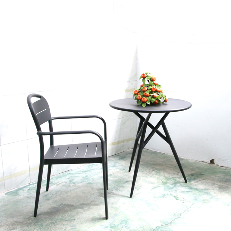 Beach Cafe Outdoor Stacking Aluminium French Bistro Arm Chair