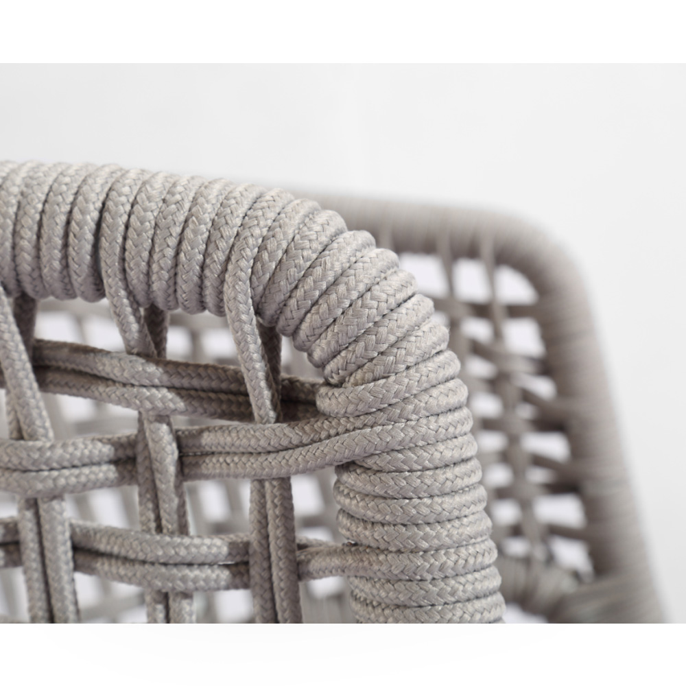 European Bistro Outdoor Patio Vintage Woven Bouncy Rope Dining Chair