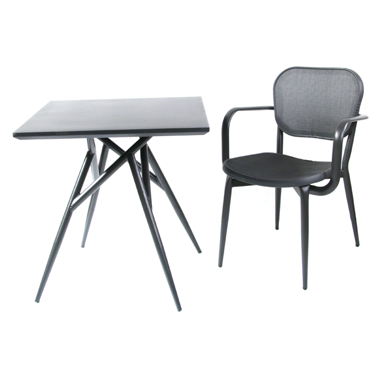 Square Aluminum Backyard Black Metal Patio Table