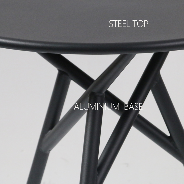 Restaurant Metal Steel Black Round Outdoor Coffee Table