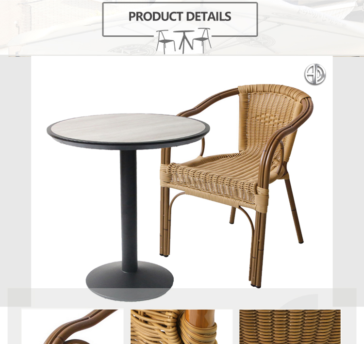 Garden Rattan Coffee Bistro Aluminium Table And Chairs Set