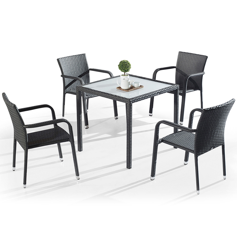 Bistro Garden Patio Outside Rattan Table Chairs Set