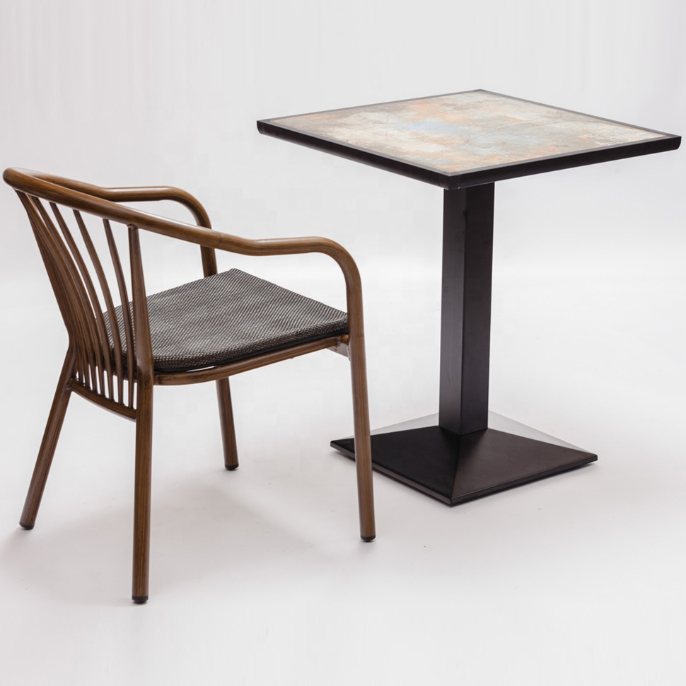 Modern Bar Cafe Stackable Aluminum Outdoor Chair With Arms