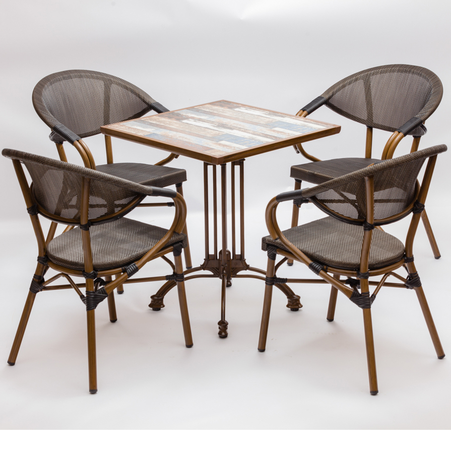 Wholesale Outdoor Restaurant Aluminum Textilene Bistro Chairs Design