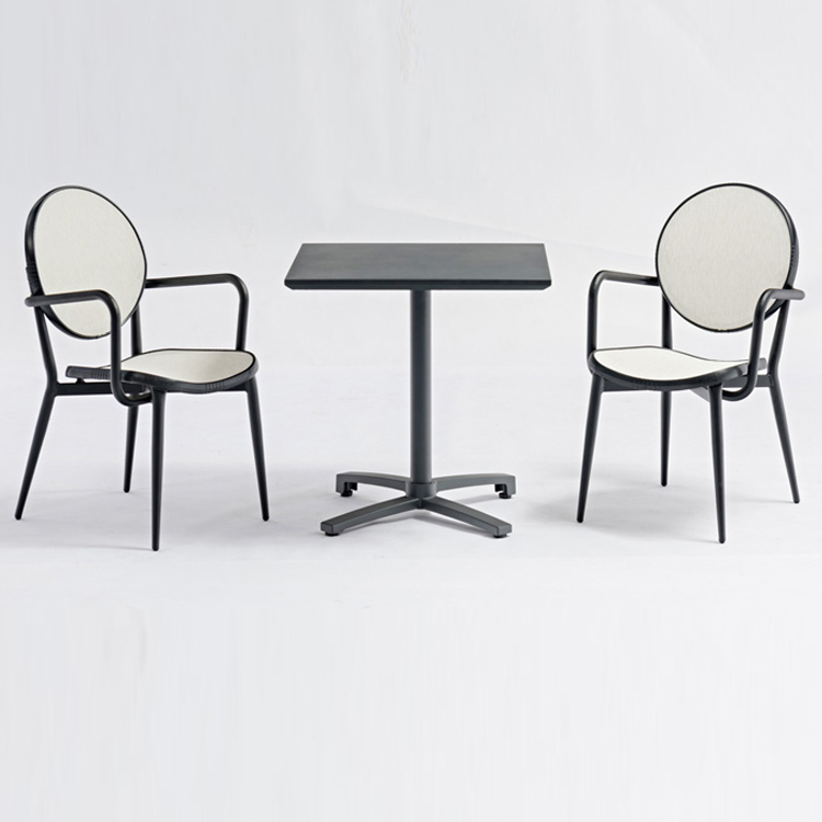 Garden Coffee Shop Restaurant Square Table And Textilene Chair Set