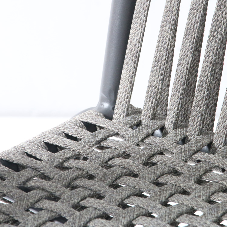 Outdoor Patio Dining Nylon Metal Woven Rope Chair