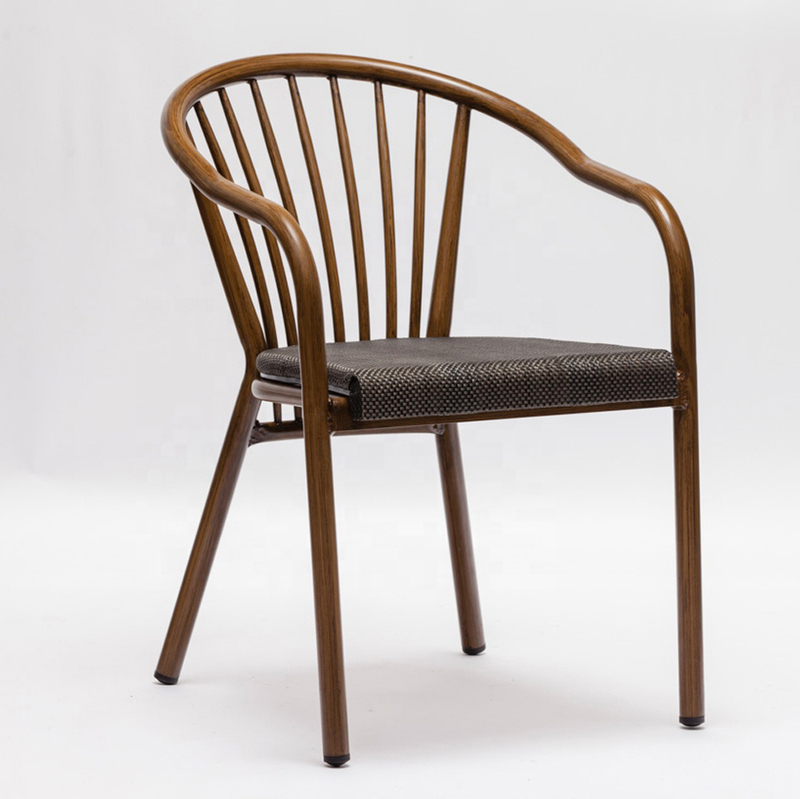 Modern Bar Cafe Stackable Aluminum Outdoor Chair With Arms