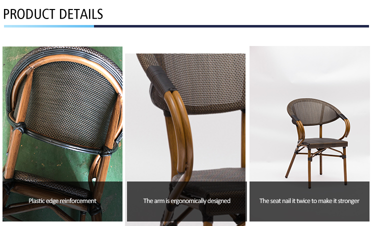 Wholesale Outdoor Restaurant Aluminum Textilene Bistro Chairs Design