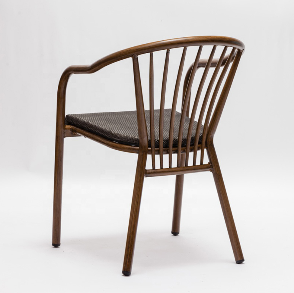 Modern Bar Cafe Stackable Aluminum Outdoor Chair With Arms