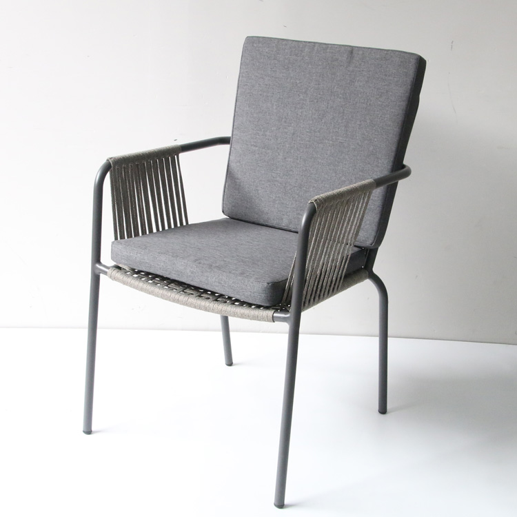 Outdoor Patio Dining Nylon Metal Woven Rope Chair