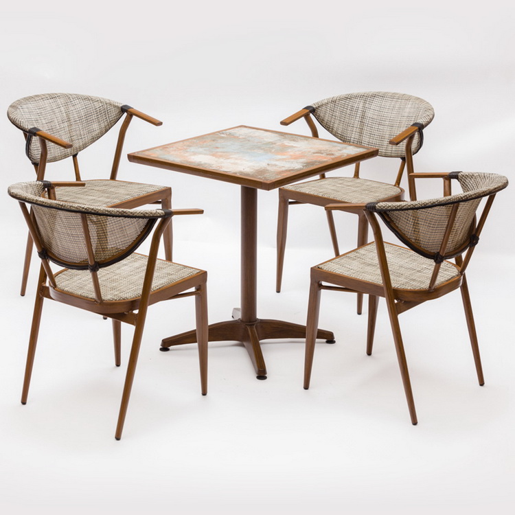 Outdoor Furniture Hotel Restaurant Metal And Fabric Dining Chairs
