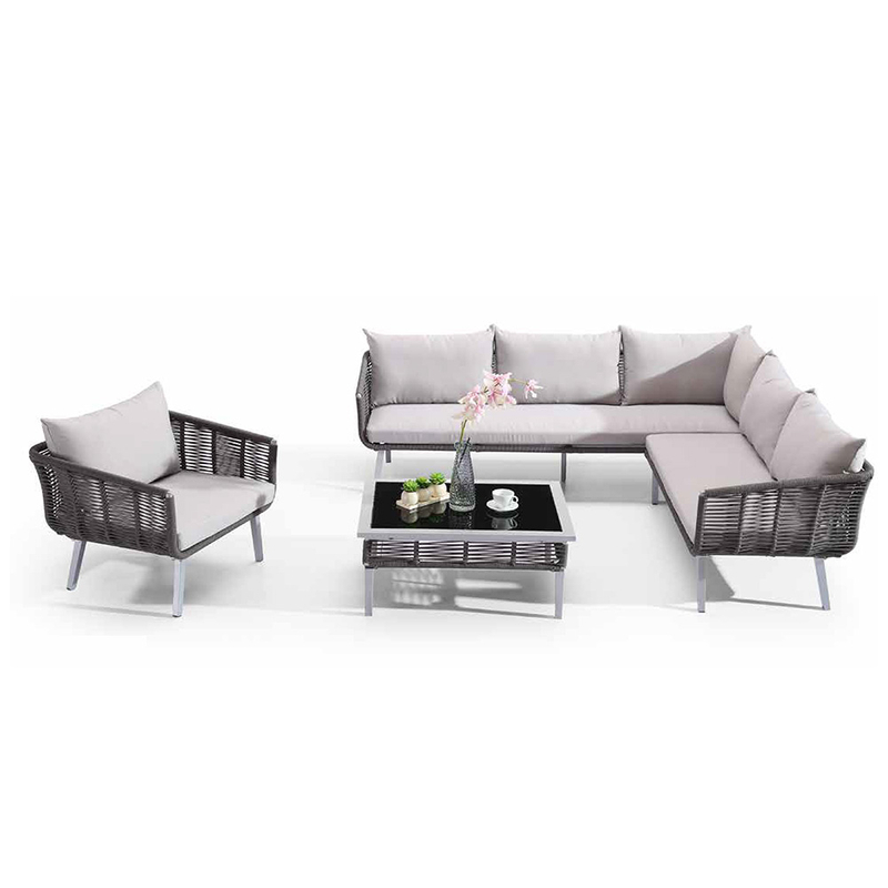 Cheap Garden L Shaped Rattan Outdoor Sectional Couch Set