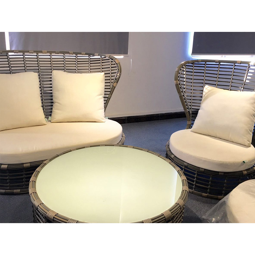 Cheap Outdoor Round High Back Grey Rattan Sofa Set Sale